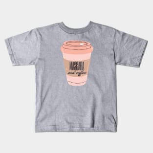 All I Need Is Mascara and Coffee - pastel pink and girly Kids T-Shirt